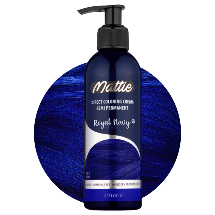 Mattie Royal Navy - Crema Colorante Vegana Per Capelli A Colorazione Semipermanente Diretta 210 ml