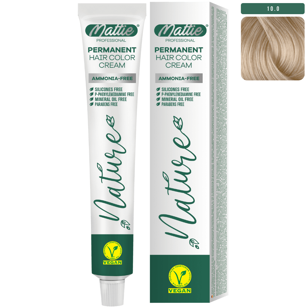 Mattie Professional Nature (10.0) Biondo Extra Chiaro Intenso - Vegana Crema Colorante Permanente 60ml