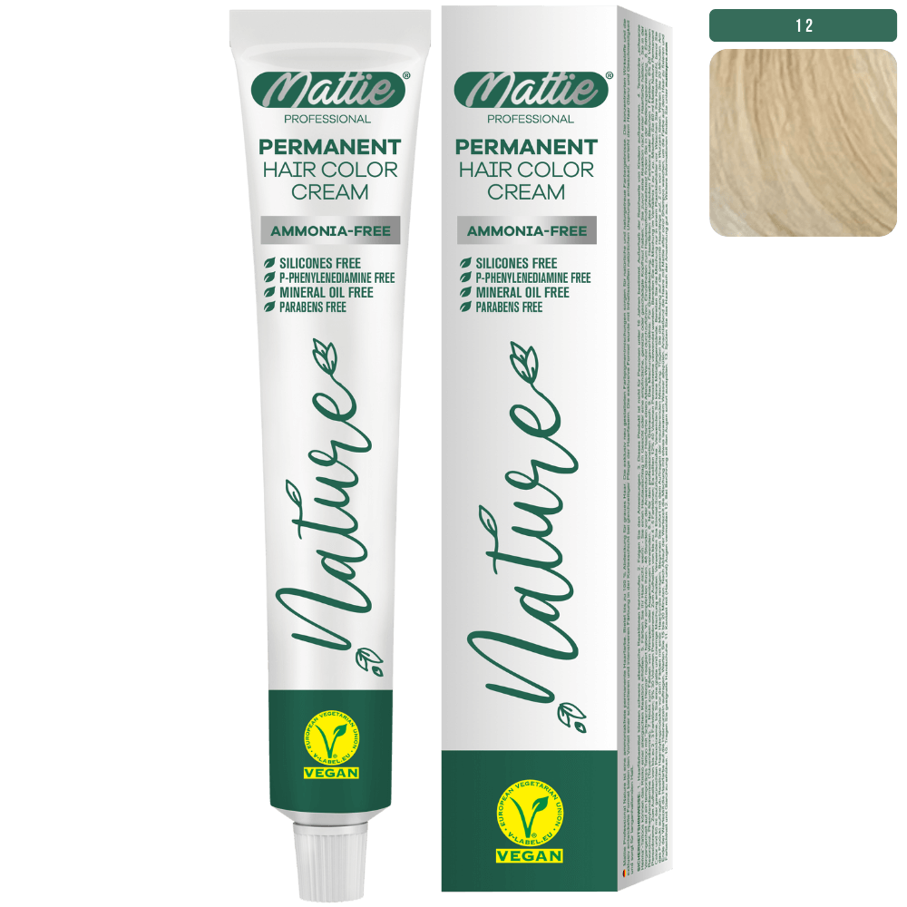 Mattie Professional Nature (12) Biondo Intenso Super Schiarente - Crema Colorante Permanente Vegana 60ml