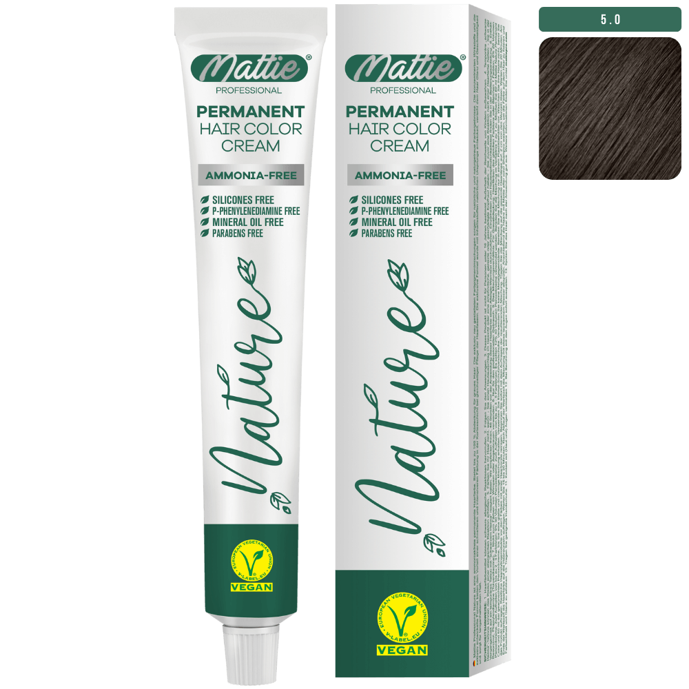 Mattie Professional Nature (5.0) Castano Chiaro Intenso - Vegan Crema Colorante Permanente 60ml