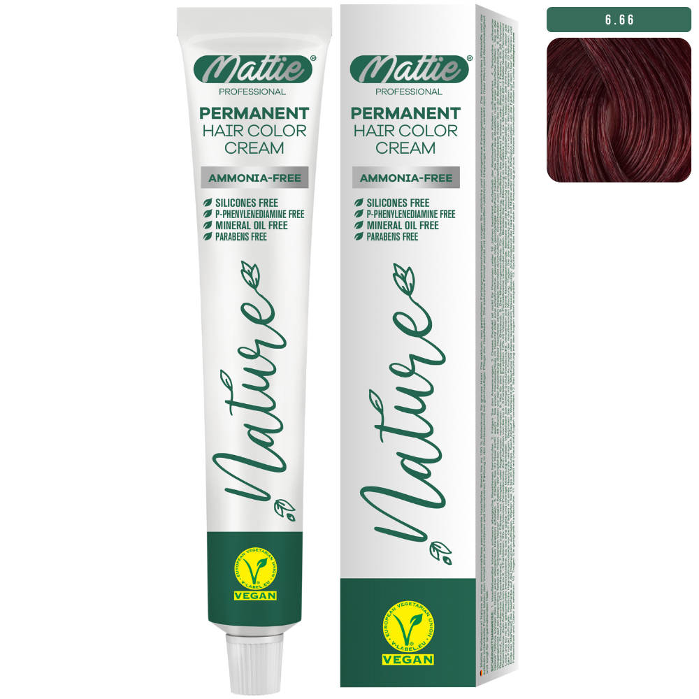 Mattie Professional Nature (6.66) Biondo Scuro Red Intenso - Vegana Crema Colorante Permanente 60ml