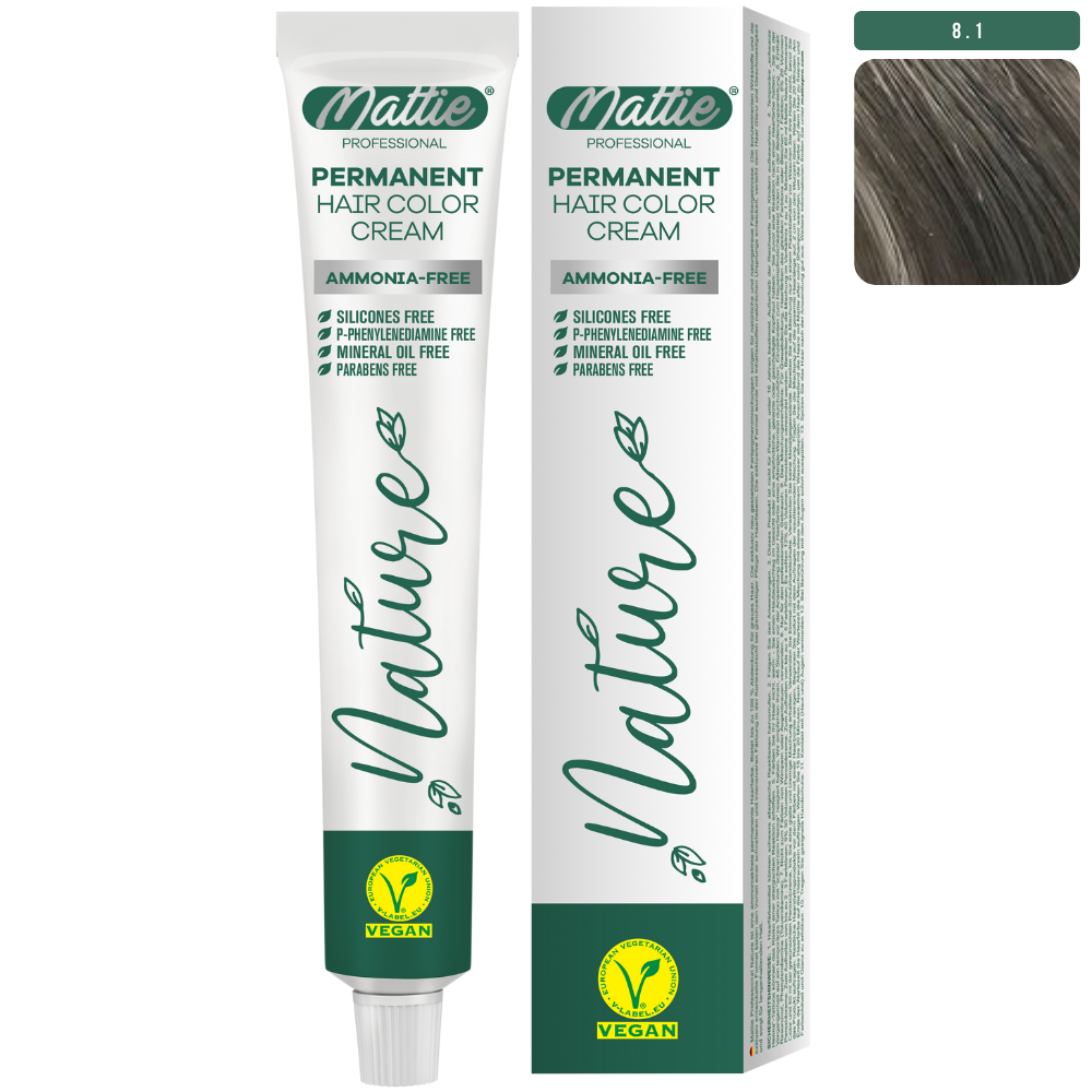 Mattie Professional Nature (8.1) Biondo Cenere Chiaro - Vegana Crema Colorante Permanente 60ml